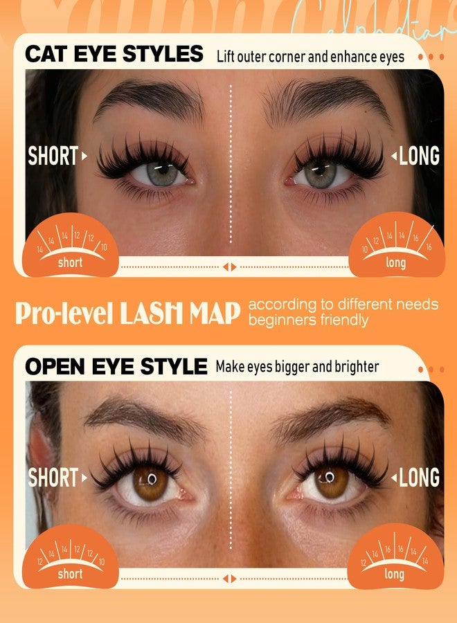 Calphdiar Manga Lash Clusters Natural Spiky Eyelash Clusters Wispy Cluster Eyelash Extensions 10 12 14 16mm Weightless Individual Lashes Long Lasting Cluster Lashes DIY Cat Eye Open Eye Looks - Image 4
